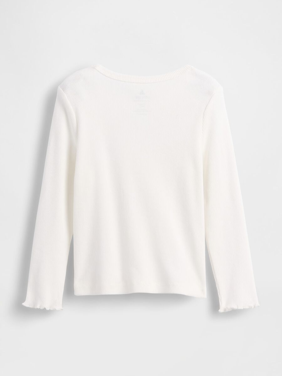 T-shirt bianca a maniche lunghe in cotone Bambina_1
