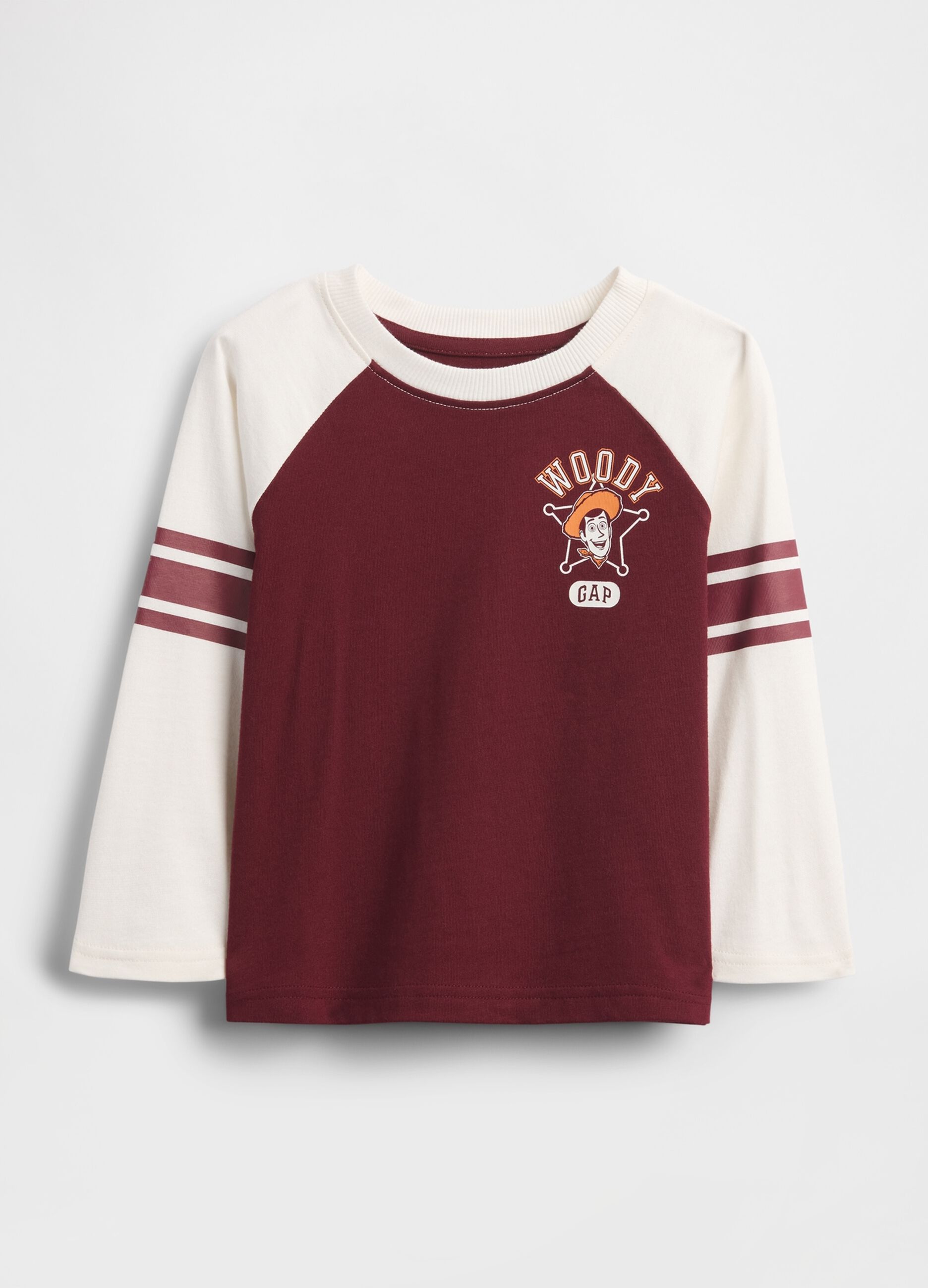 Maglia a maniche lunghe bianca e bordeaux per bambino