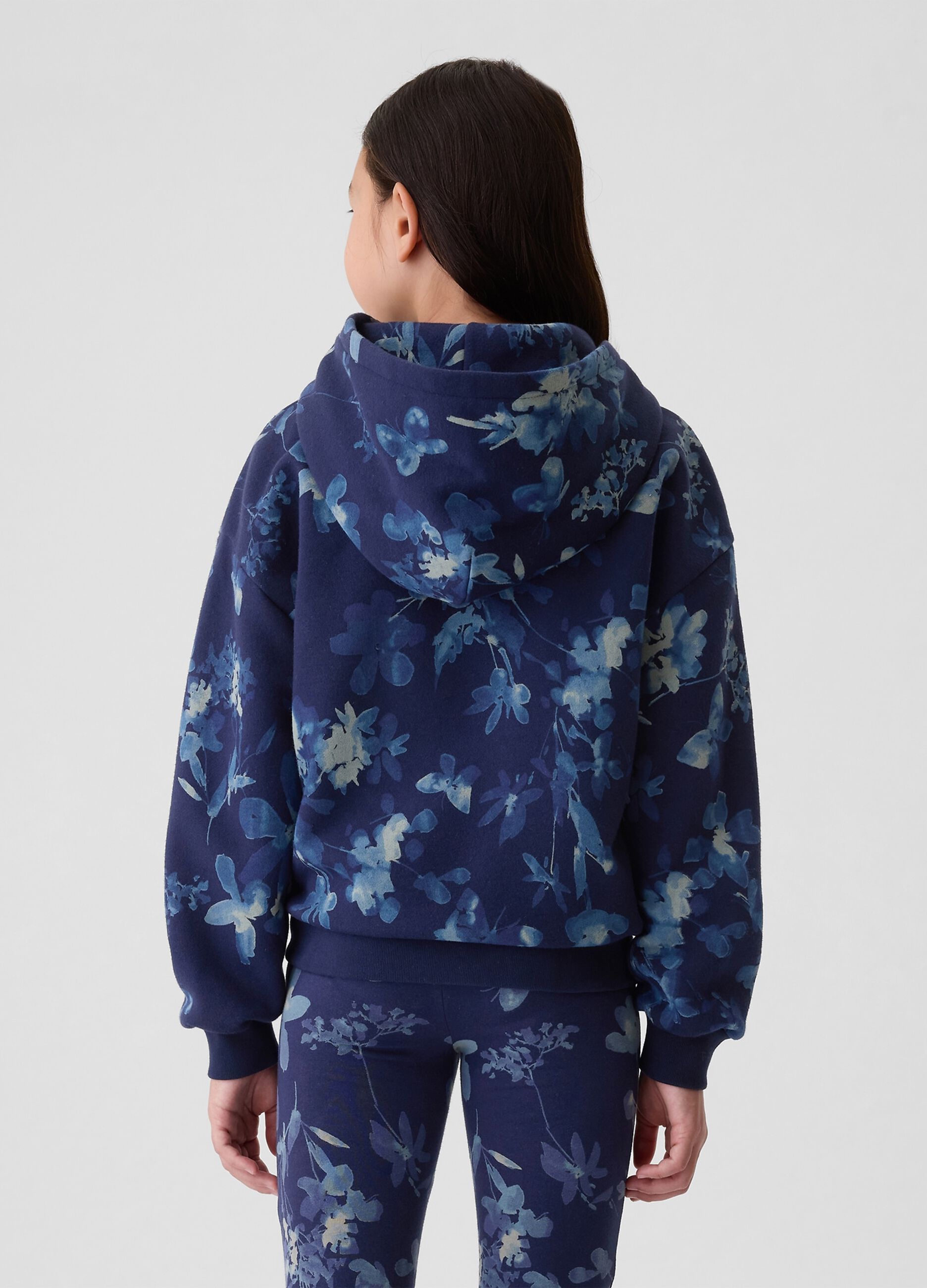 Felpa crop floreale con ricamo logo_2