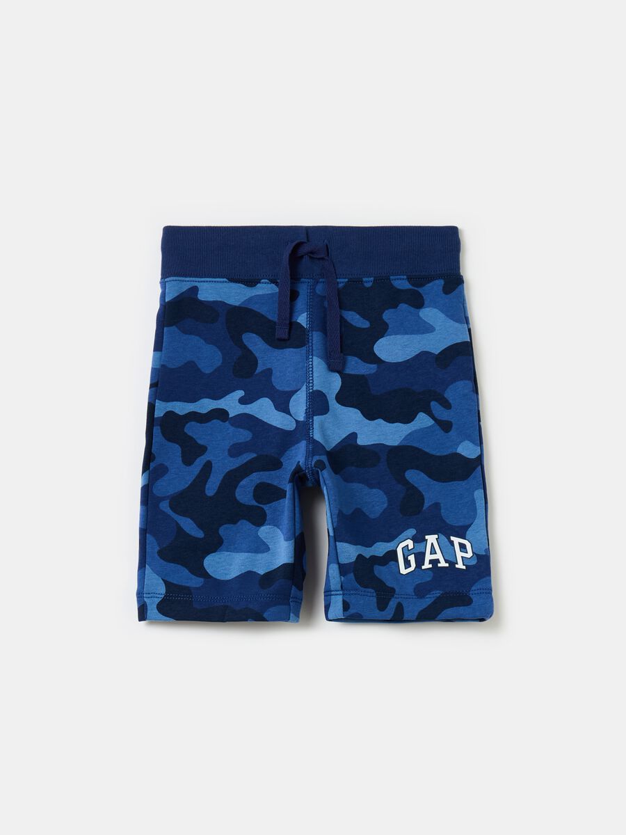 Shorts in felpa camouflage stampa logo Bambino Unisex_0