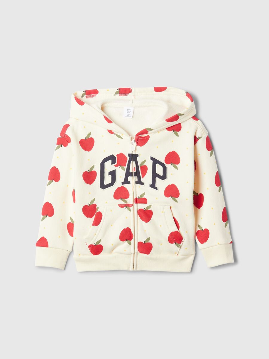 Full-zip sweatshirt with hood with print and logo embroidery Baby Girl_0