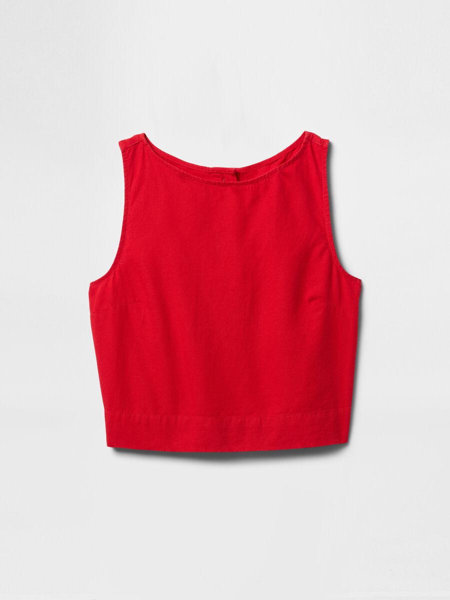 Red Linen and Viscose Tank Top Woman_3