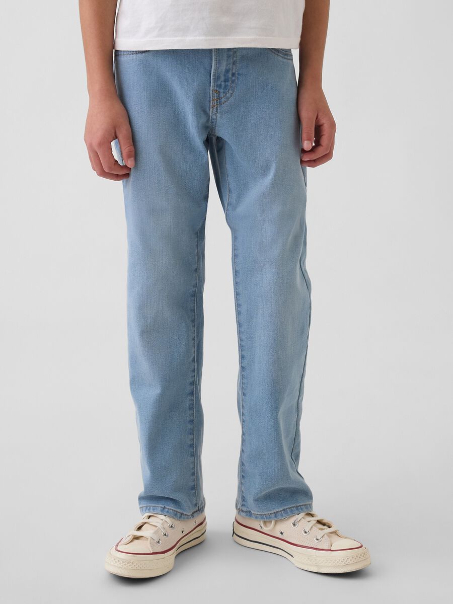 Children's regular fit blue denim stretch cotton trousers Boy_1