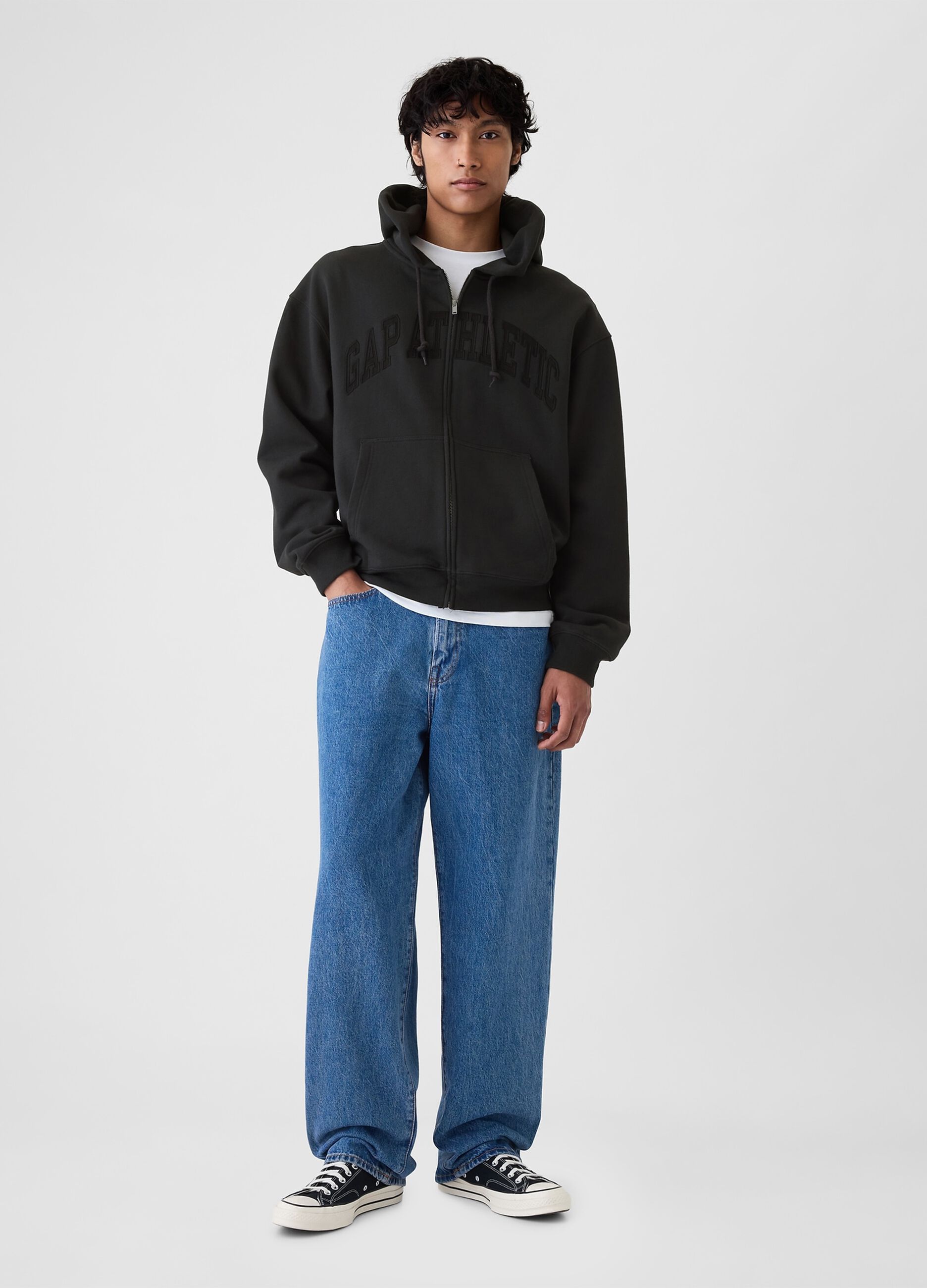 Full-zip con cappuccio e ricamo logo_1