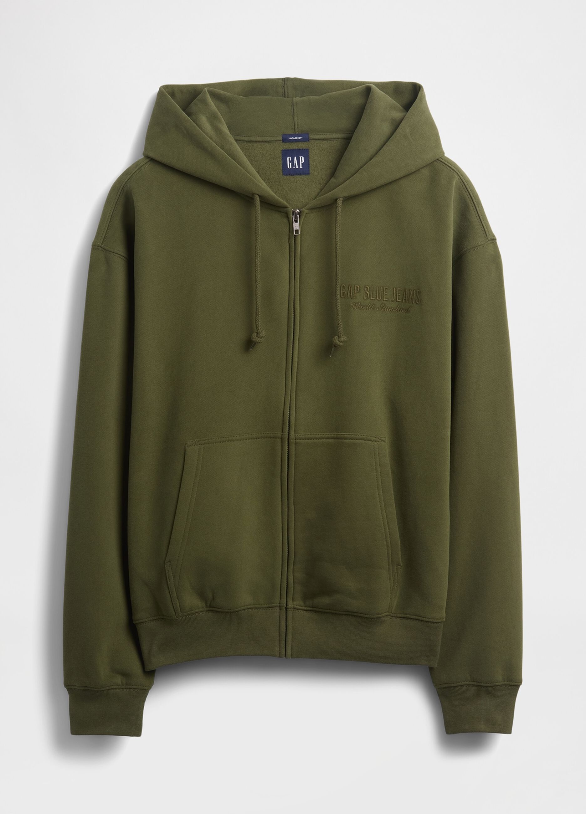 Felpa verde con cappuccio e zip intera_4