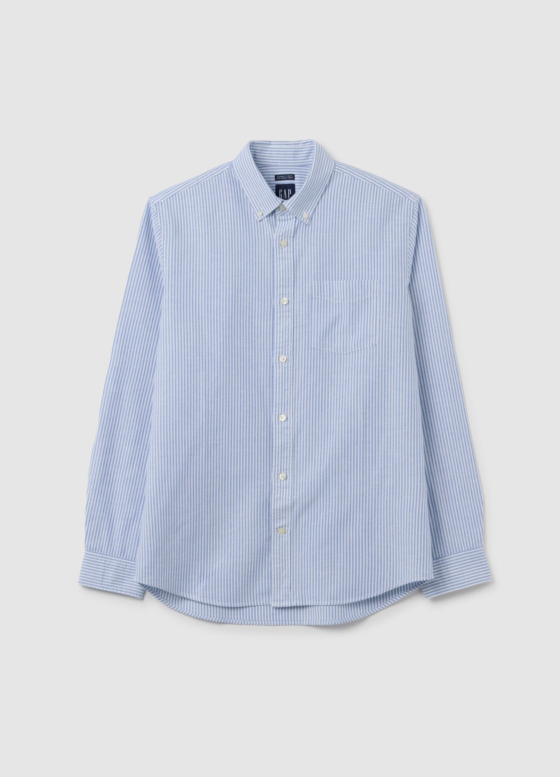 Camicia in oxford a righe con taschino_1