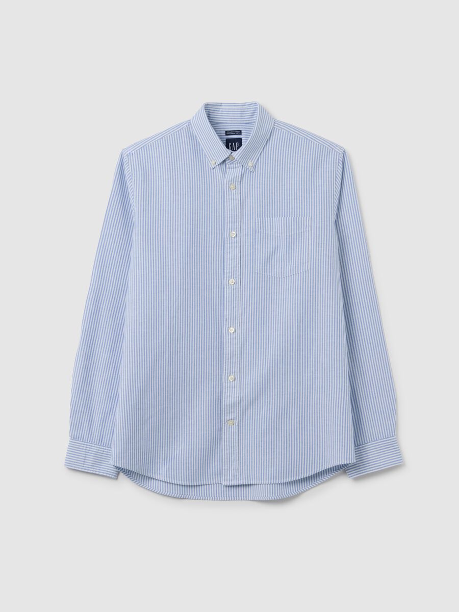 Striped Oxford cotton shirt with pocket Man_1