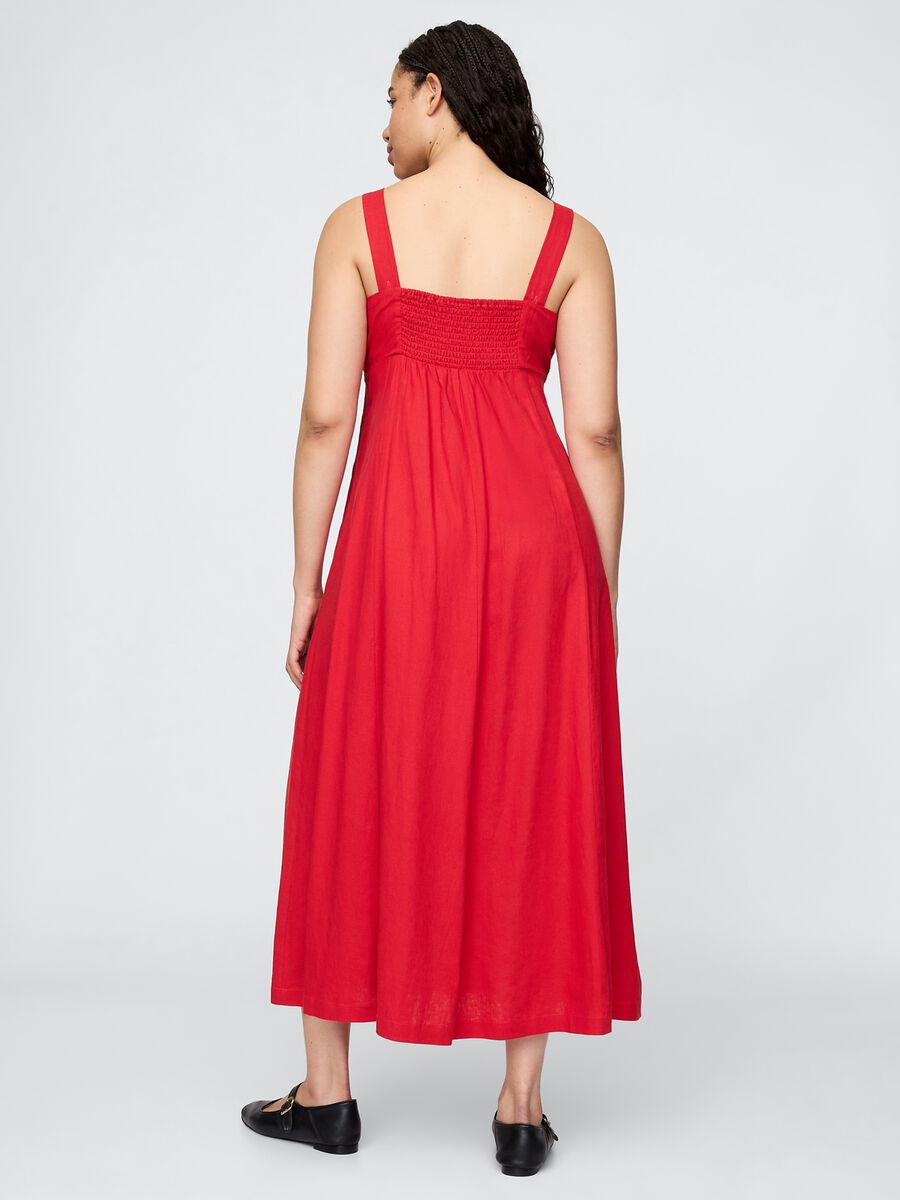 Abito lungo rosso in lino e viscosa Gap Donna_4