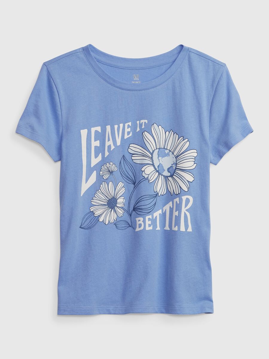 T-shirt in cotone con stampa fiori Bambina_0