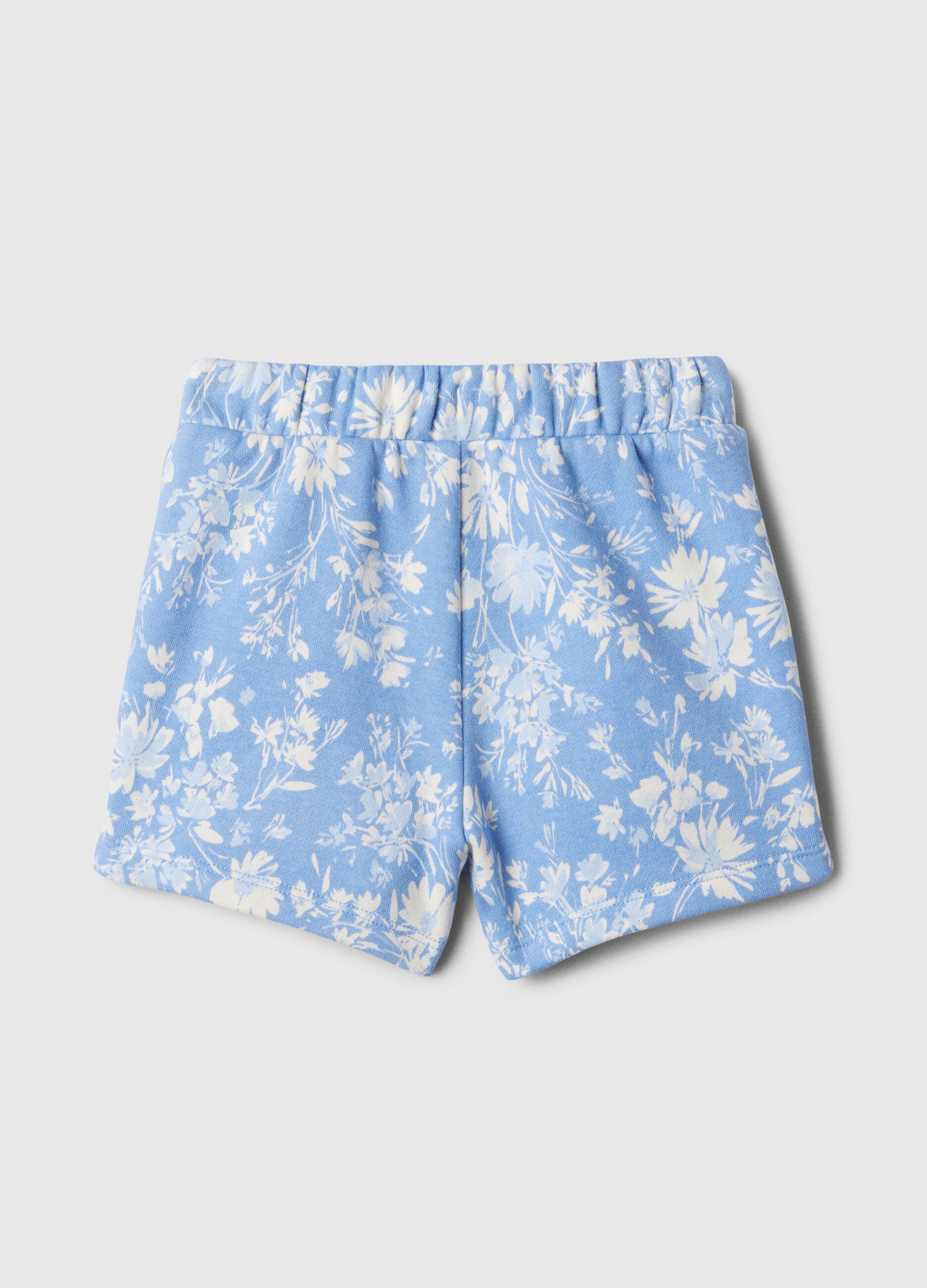 Shorts in felpa floreale con stampa logo_1
