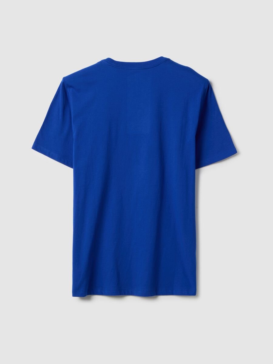T-shirt blu a maniche corte in puro cotone regular fit con logo Uomo_1