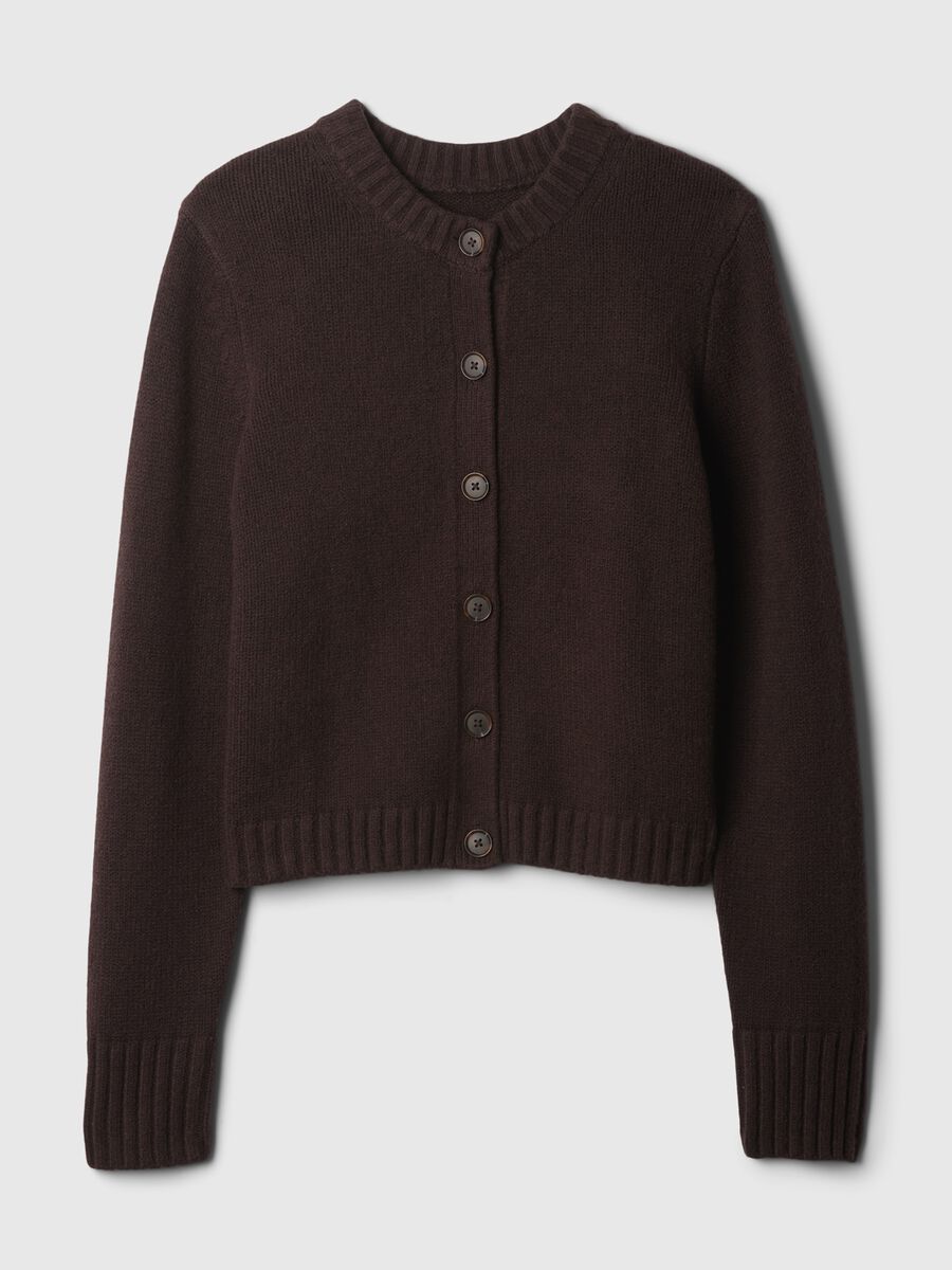 Cardigan with round neck and streaked buttons Woman_4