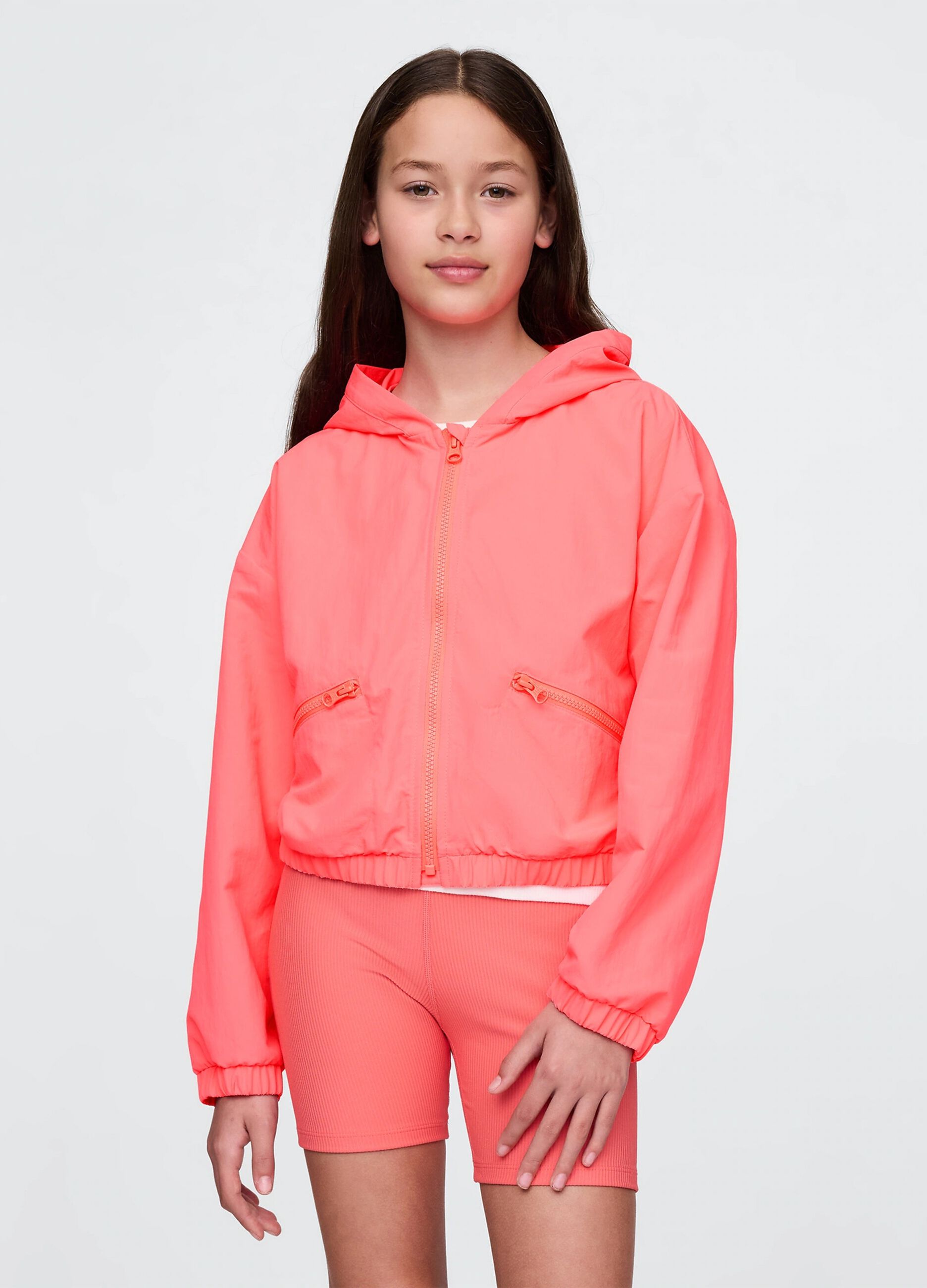 Giacca leggera con cappuccio rosa