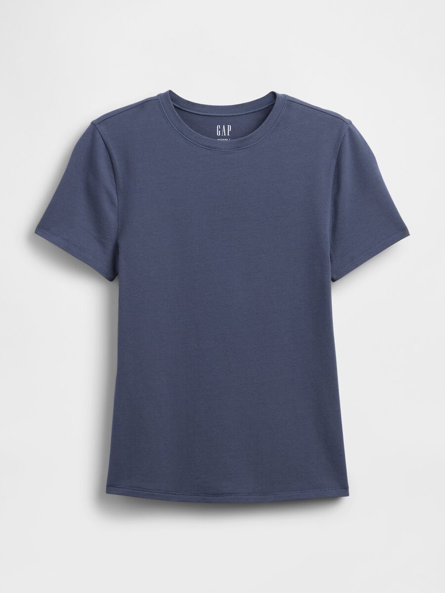 Short-sleeved Blue Stretch T-shirt Woman_3