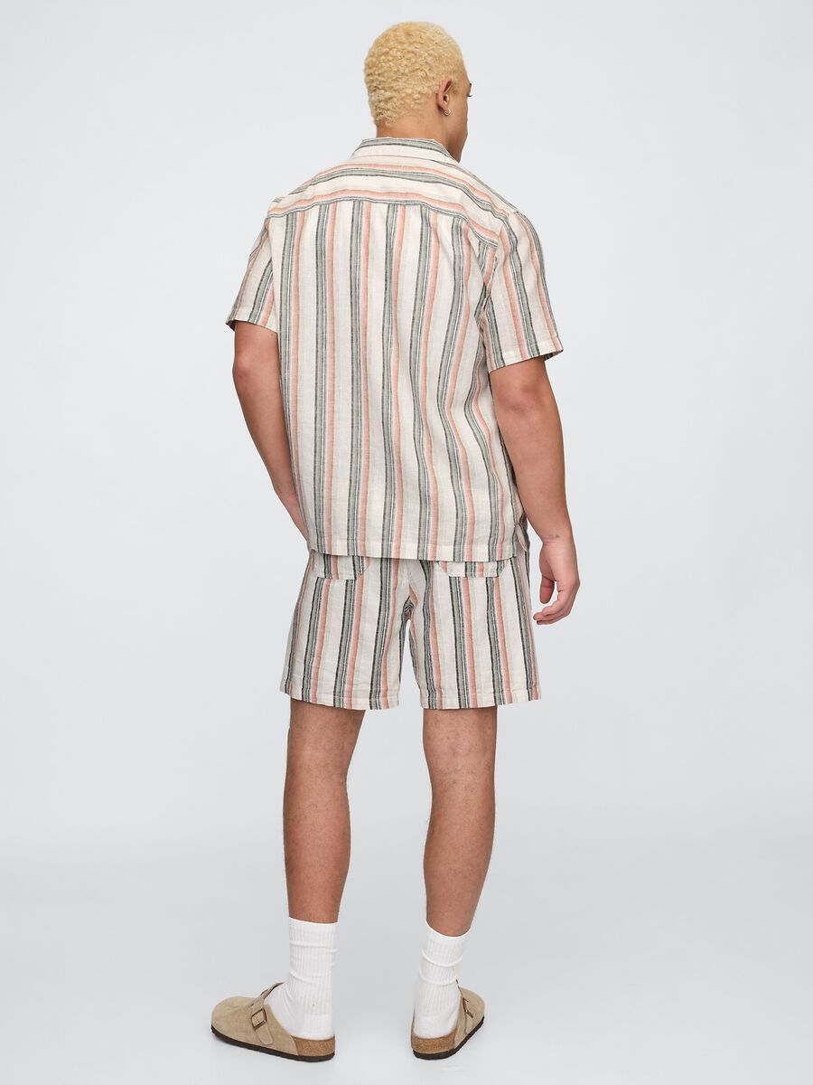 Completo in lino a righe multicolor Uomo_2
