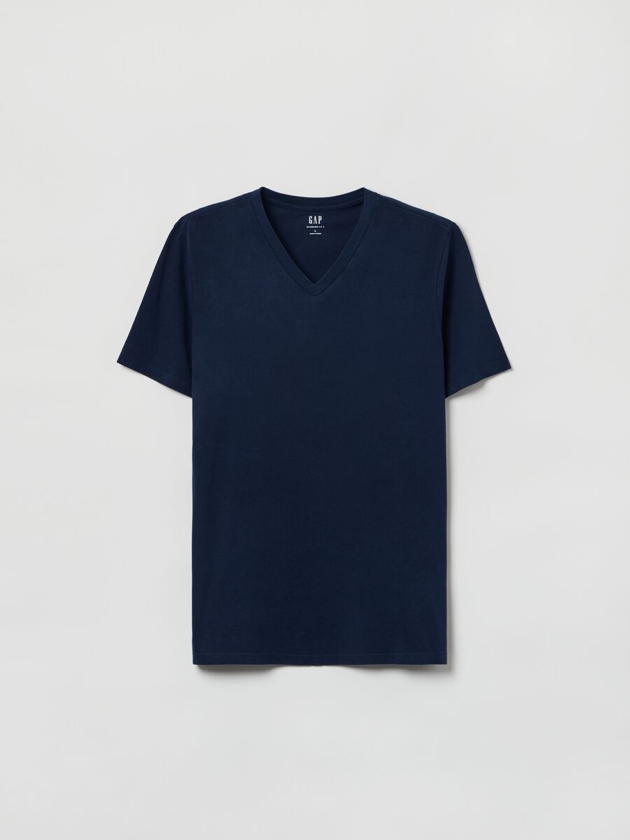 T-shirt in cotone scollo a V Uomo_1