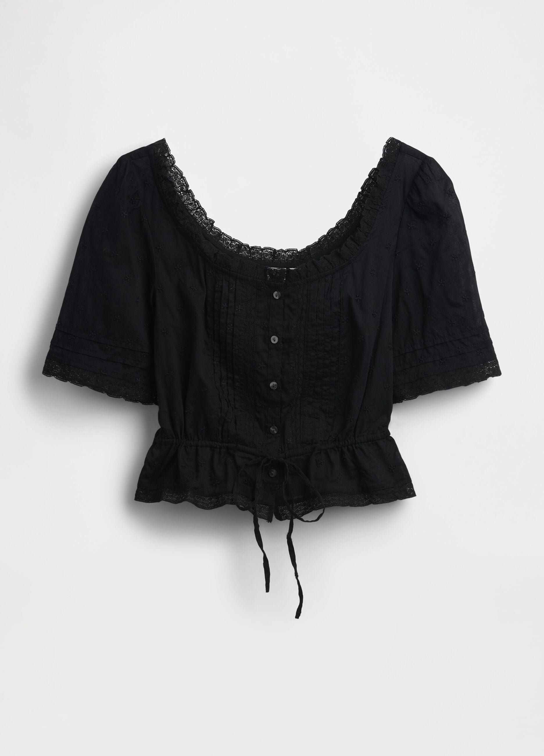 Blusa in puro cotone con pizzo