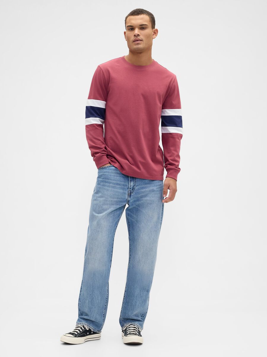 Maglia manica lunga rossa in cotone Uomo_2