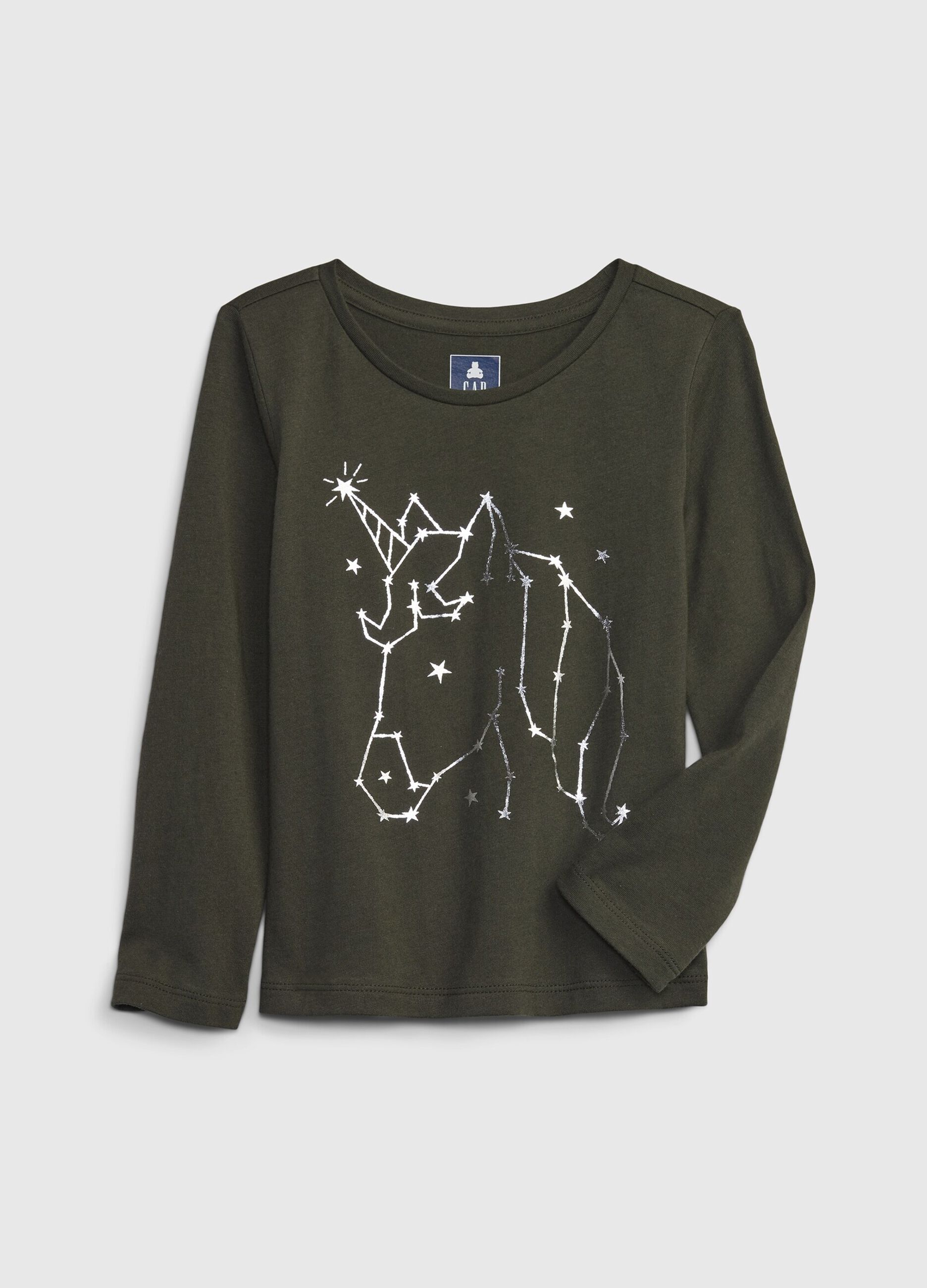 Long-sleeved T-shirt with unicorn print