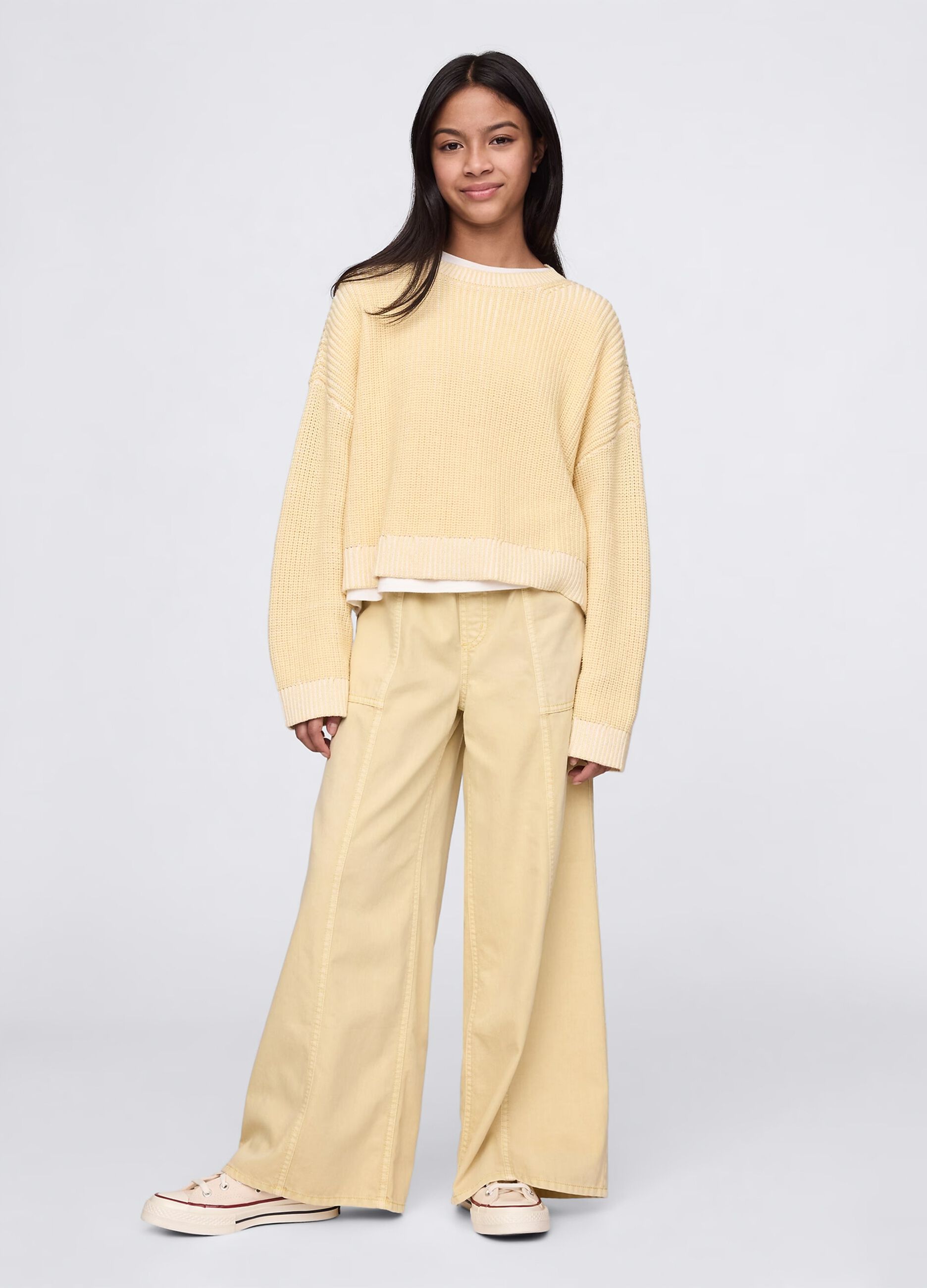 Pantaloni gialli a gamba larga con coulisse
