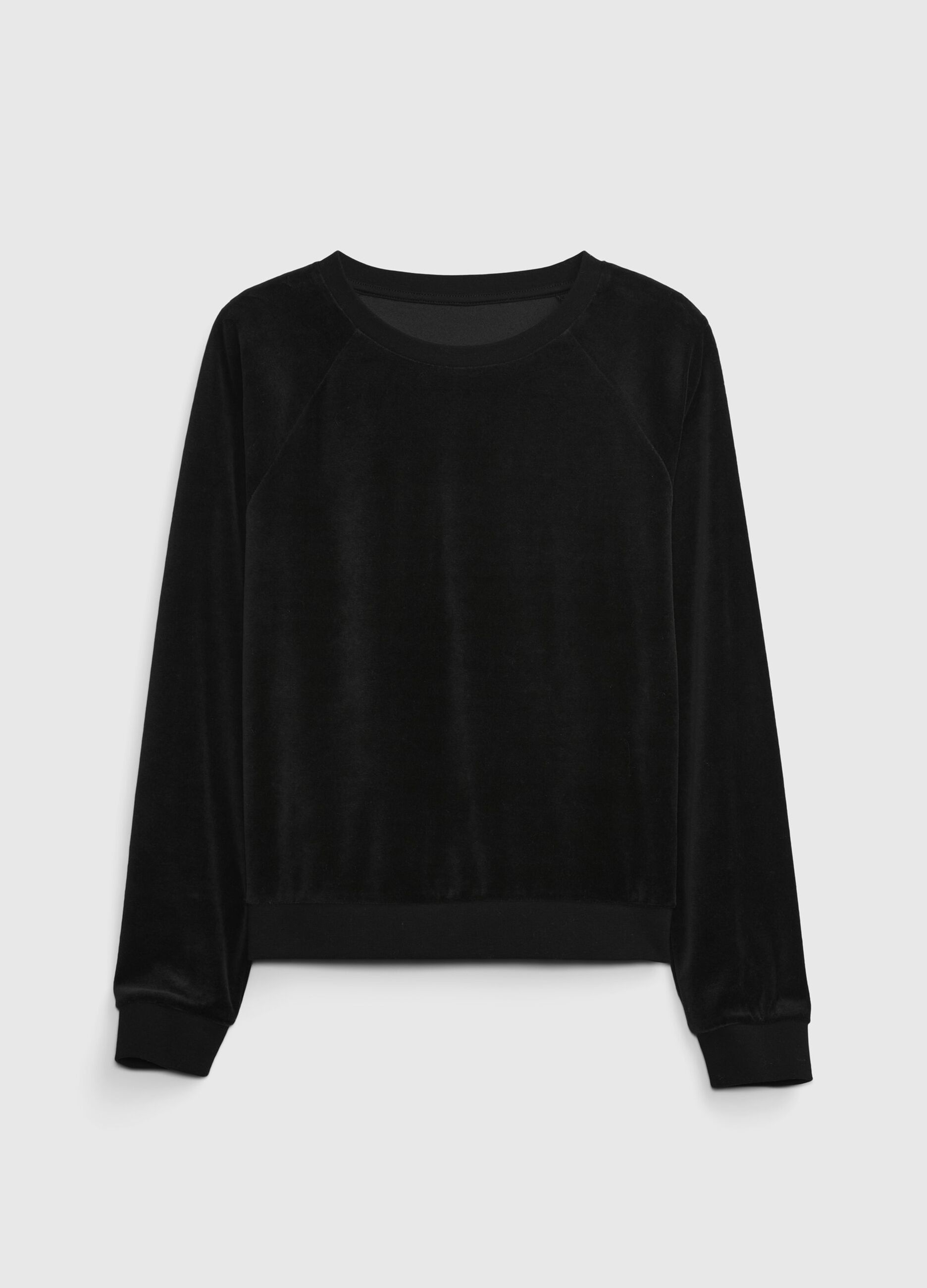 Velour sweatshirt with round neck_3