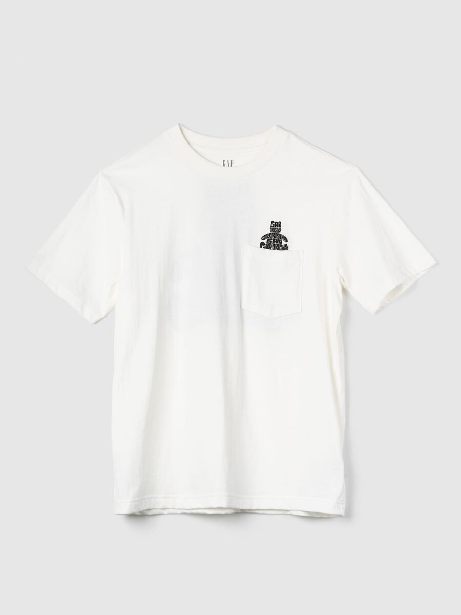 Cotton T-shirt with teddy bear print Man_1