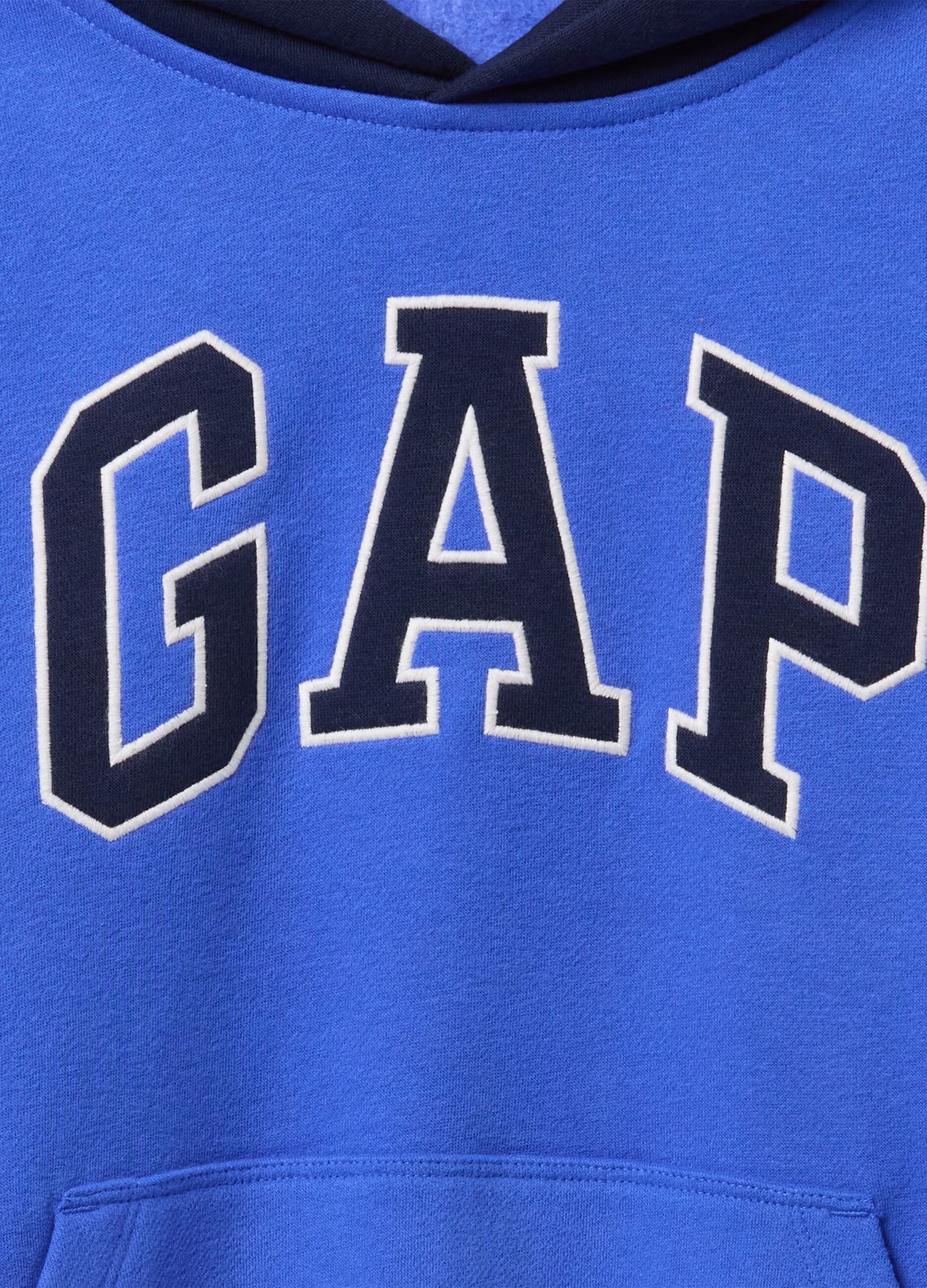 Blue sweatshirt with hood and logo embroidery_5