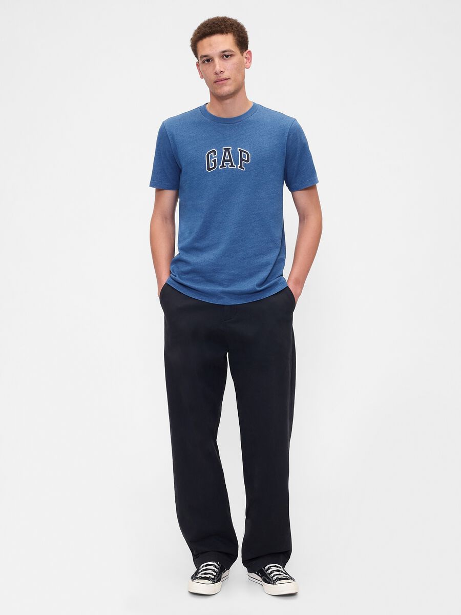 T-shirt blu a maniche corte in cotone Uomo_2