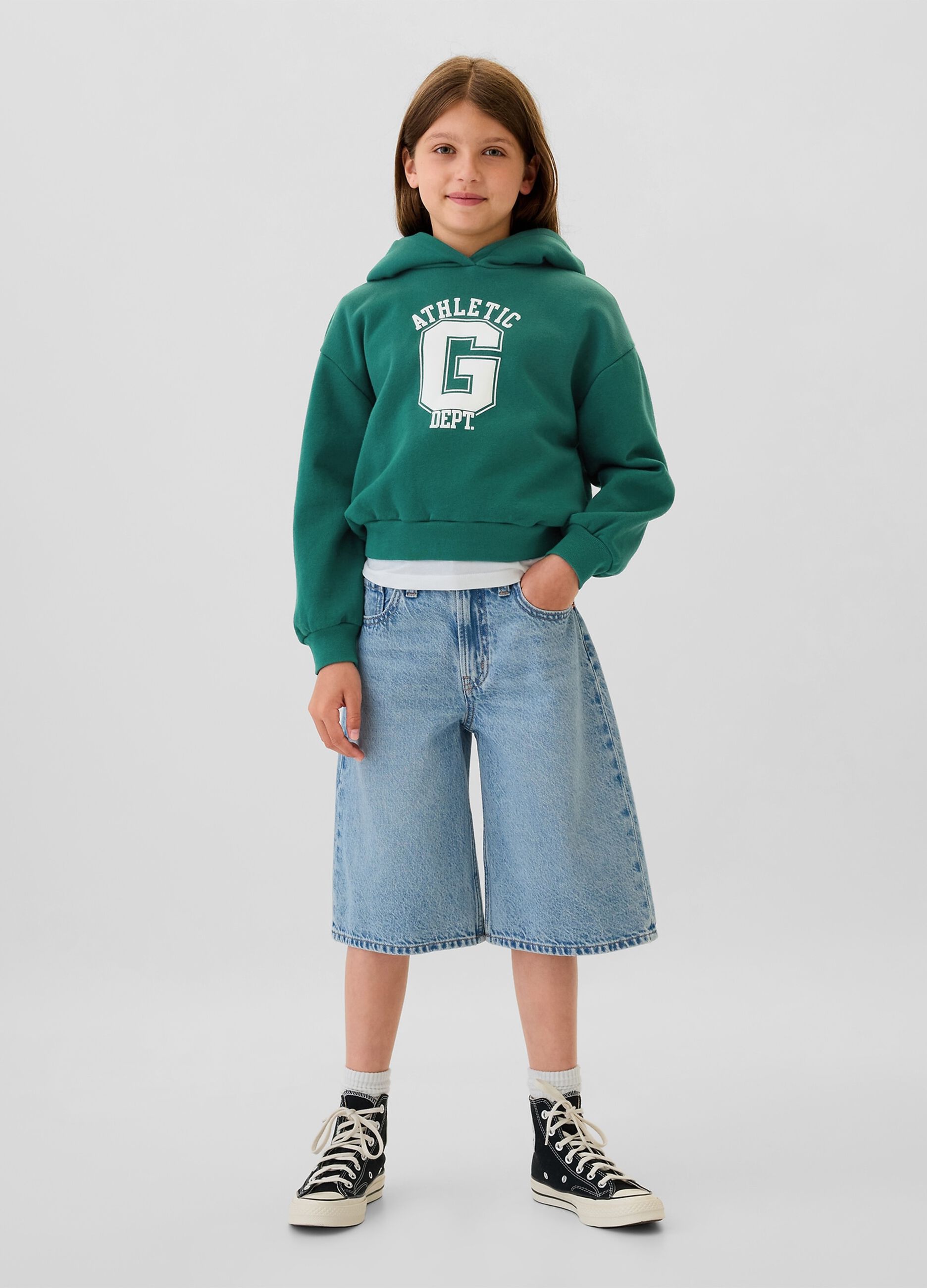 Felpa con cappuccio stampa logo Athletics