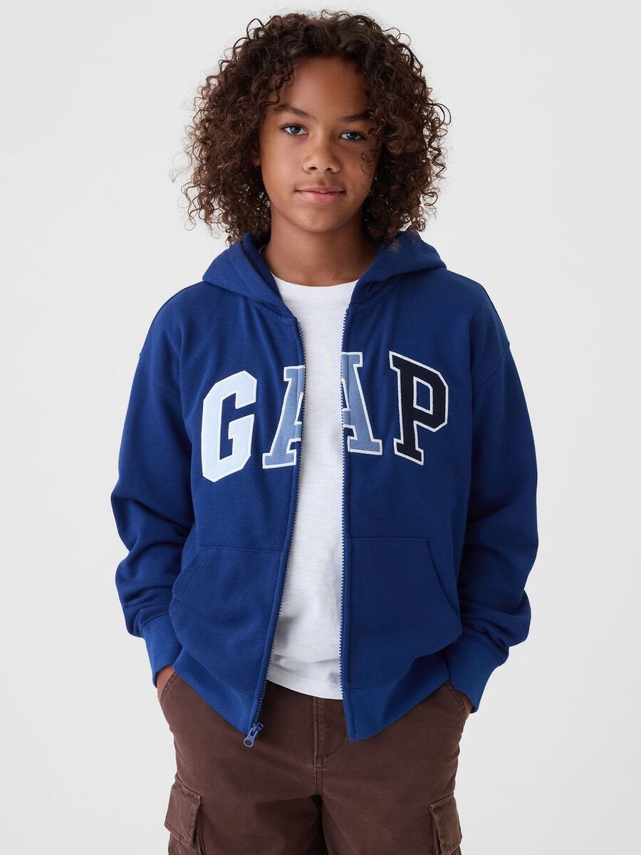 Full-zip con cappuccio e ricamo logo Bambino_0