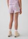 Shorts in misto cotone viola da bambina con fragole e fiori_2