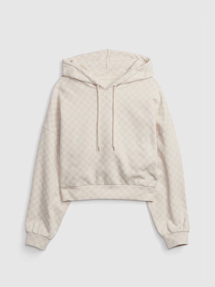 Felpa crop con stampa logo all-over Donna_5