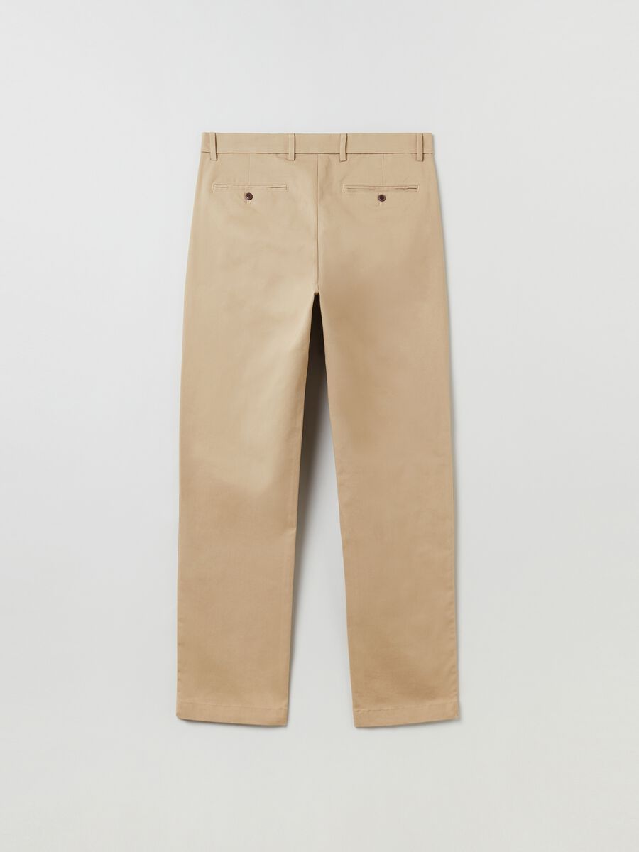 Pantaloni straight fit in cotone stretch Uomo_3