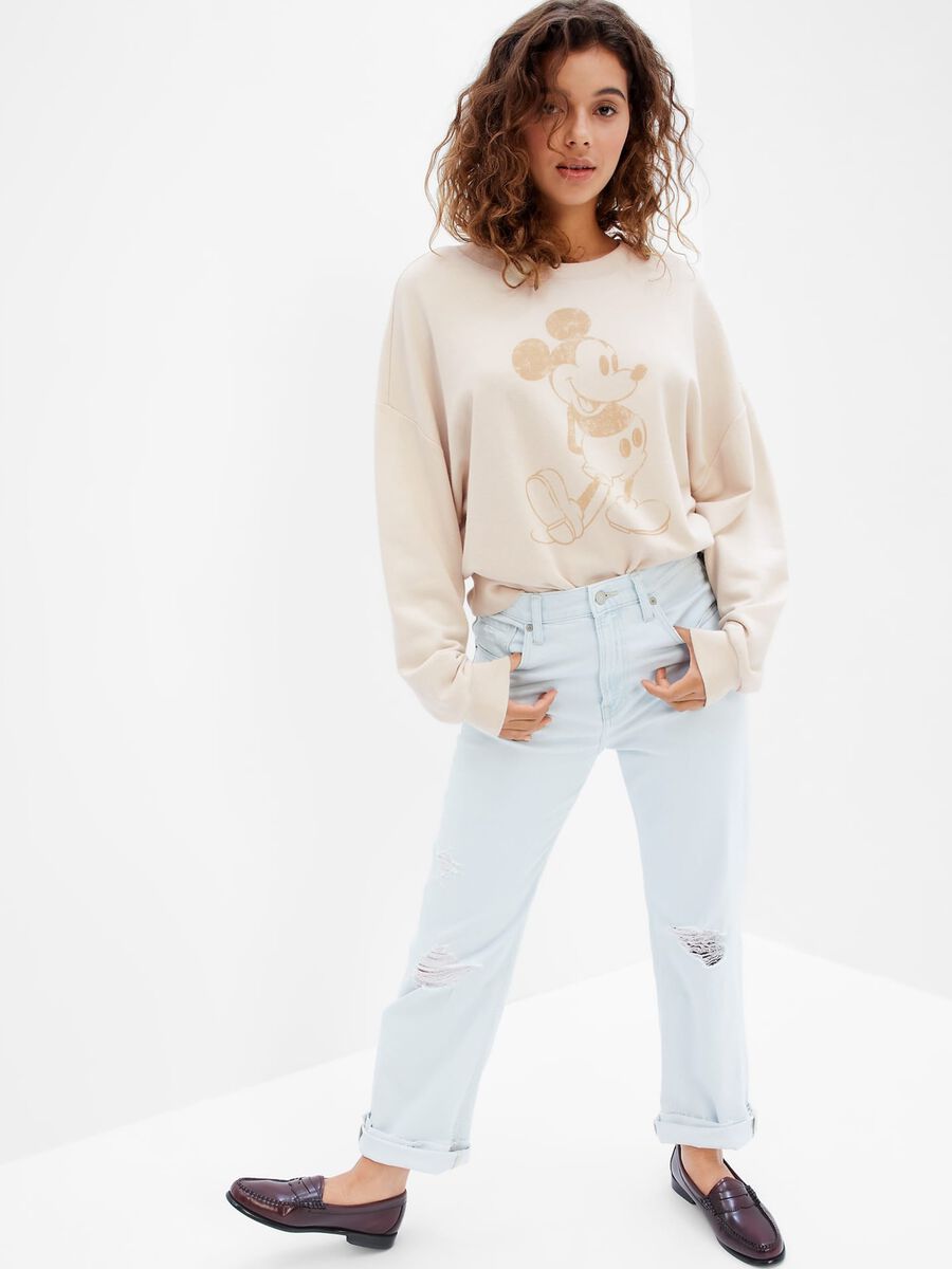 Sweatshirt with round neck and Disney Mickey Mouse print Woman_0