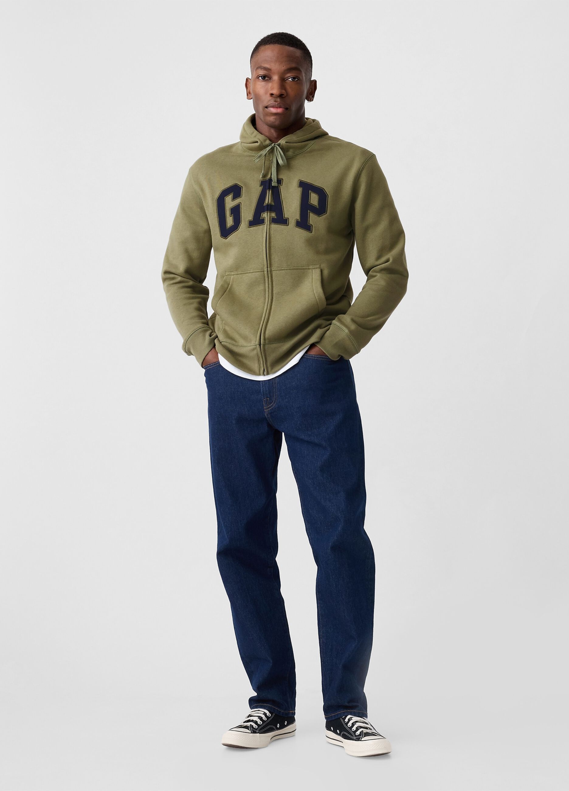 Full-zip sweatshirt with hood and logo embroidery_1