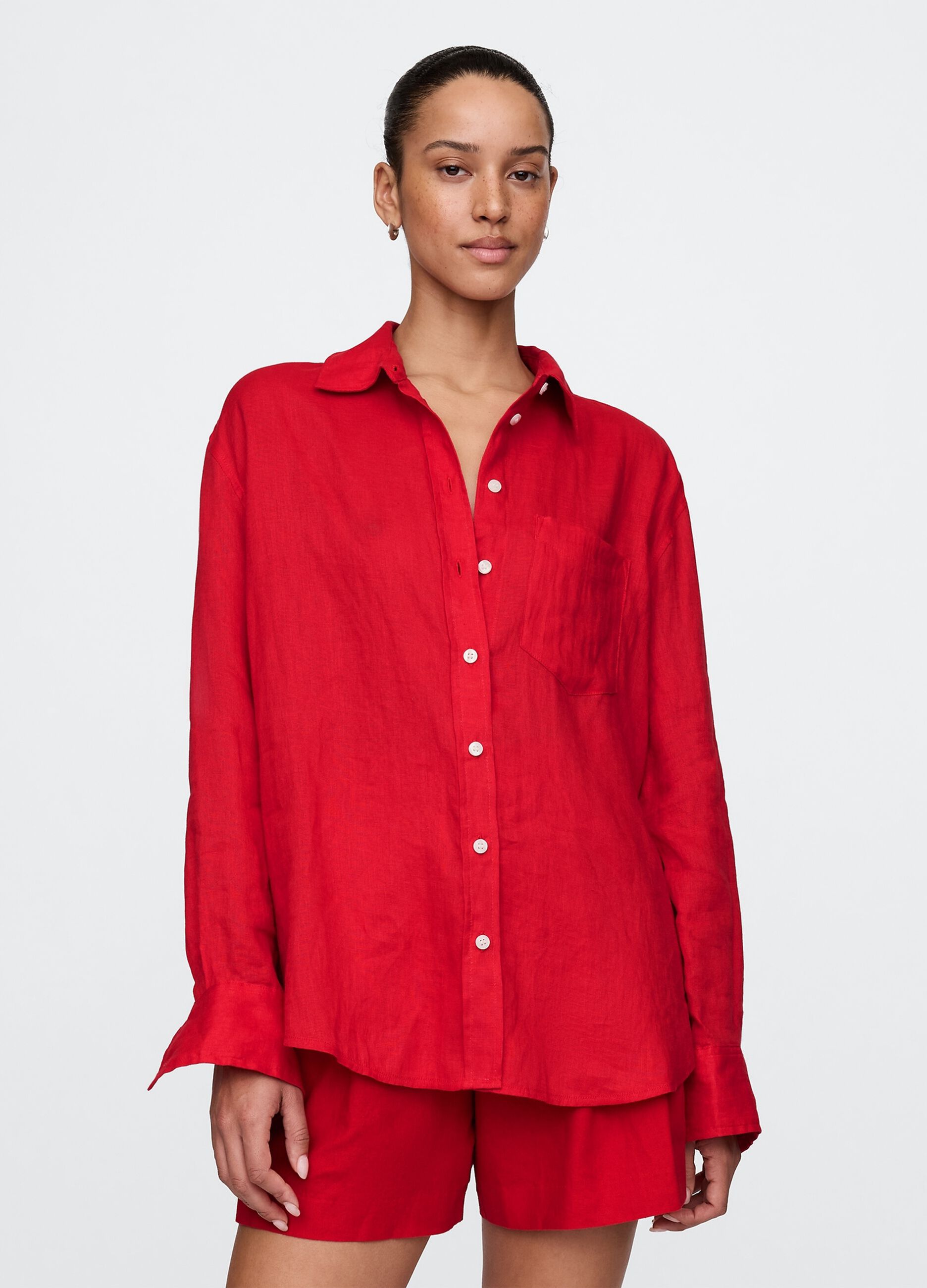 Camicia rossa in puro lino Gap
