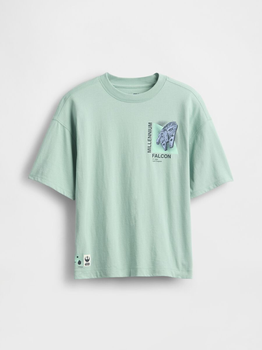 T-shirt verde Millennium Falcon Boy_0