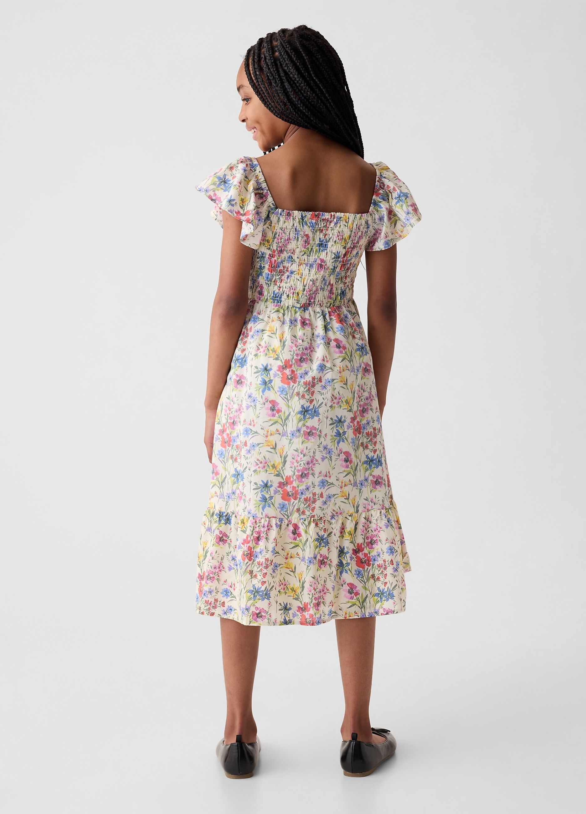 Floral dress with butterfly sleeves_1