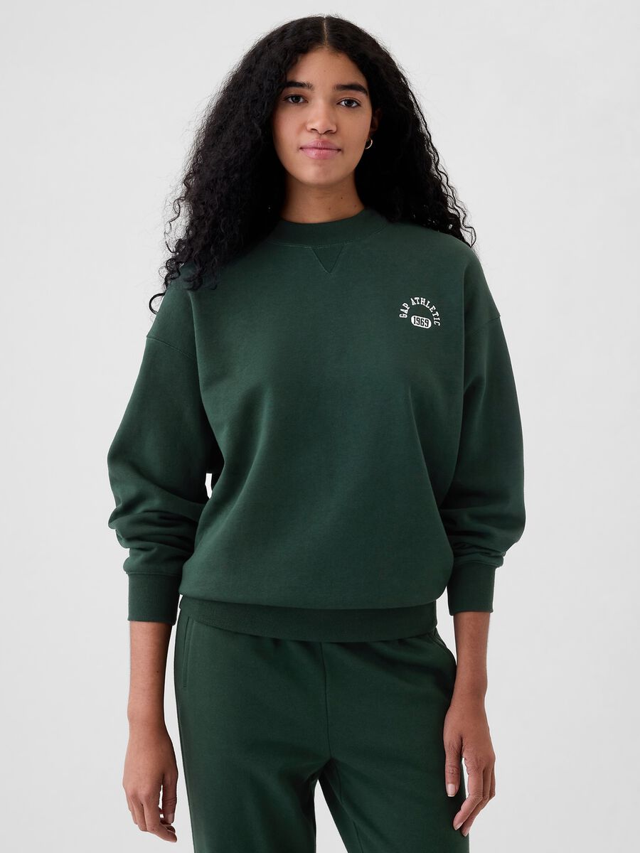 Felpa oversize mock neck con logo Athletic Donna_0