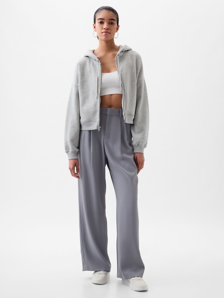 Pantalone wide leg vita alta con pinces Donna_0