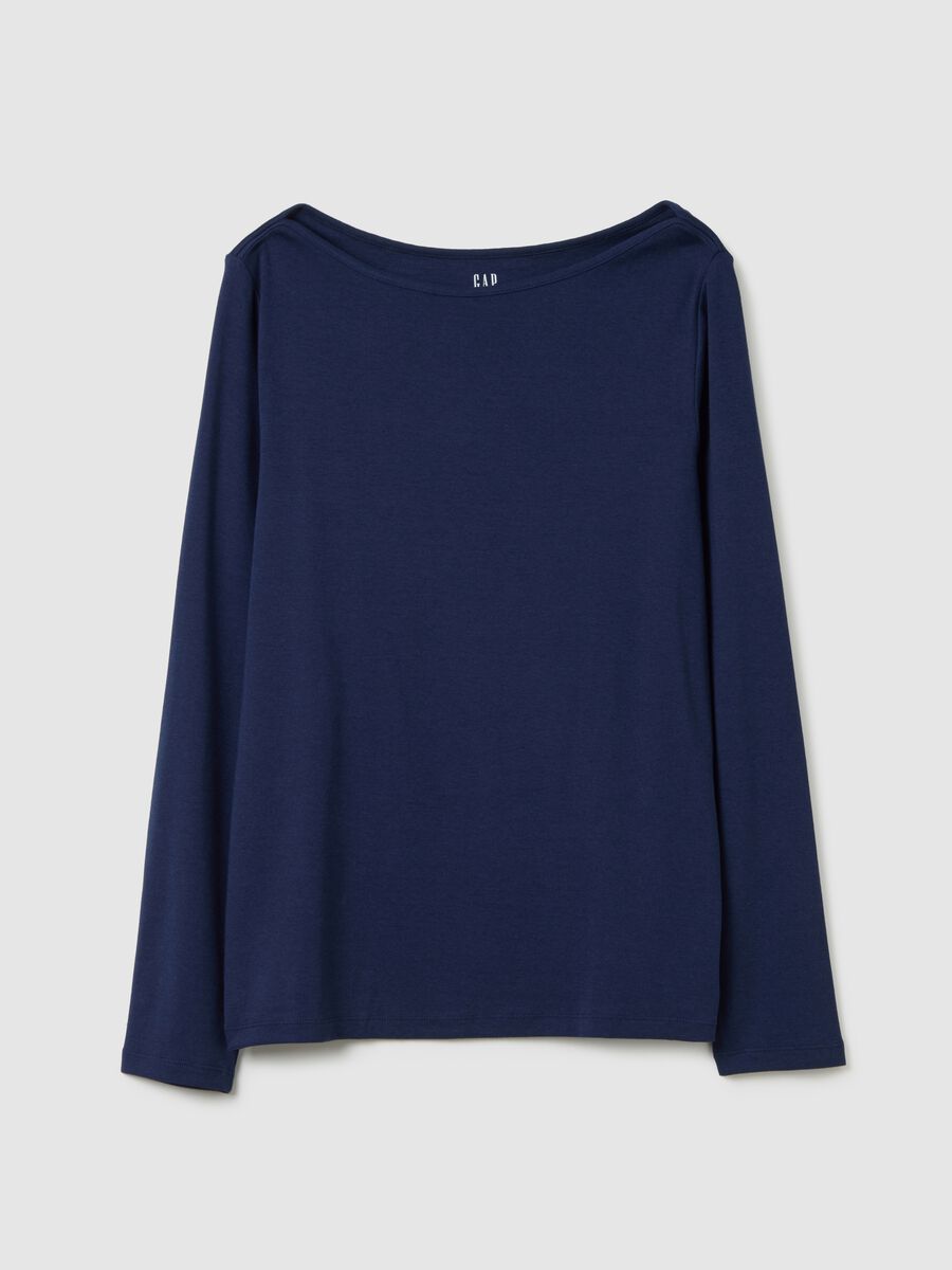 T-shirt scollo a barchetta in cotone e modal Donna_2