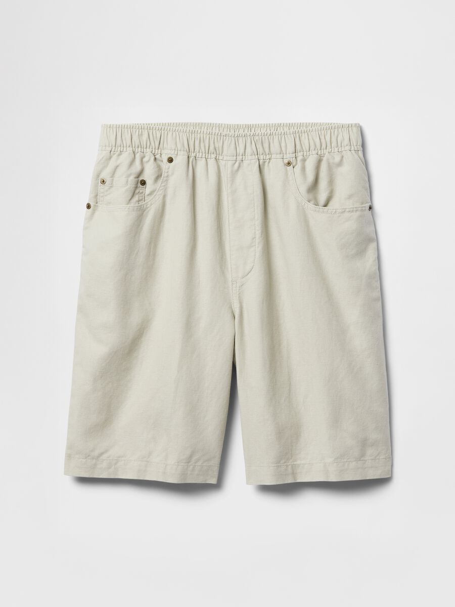 Beige Linen and Cotton Shorts by Gap Man_5