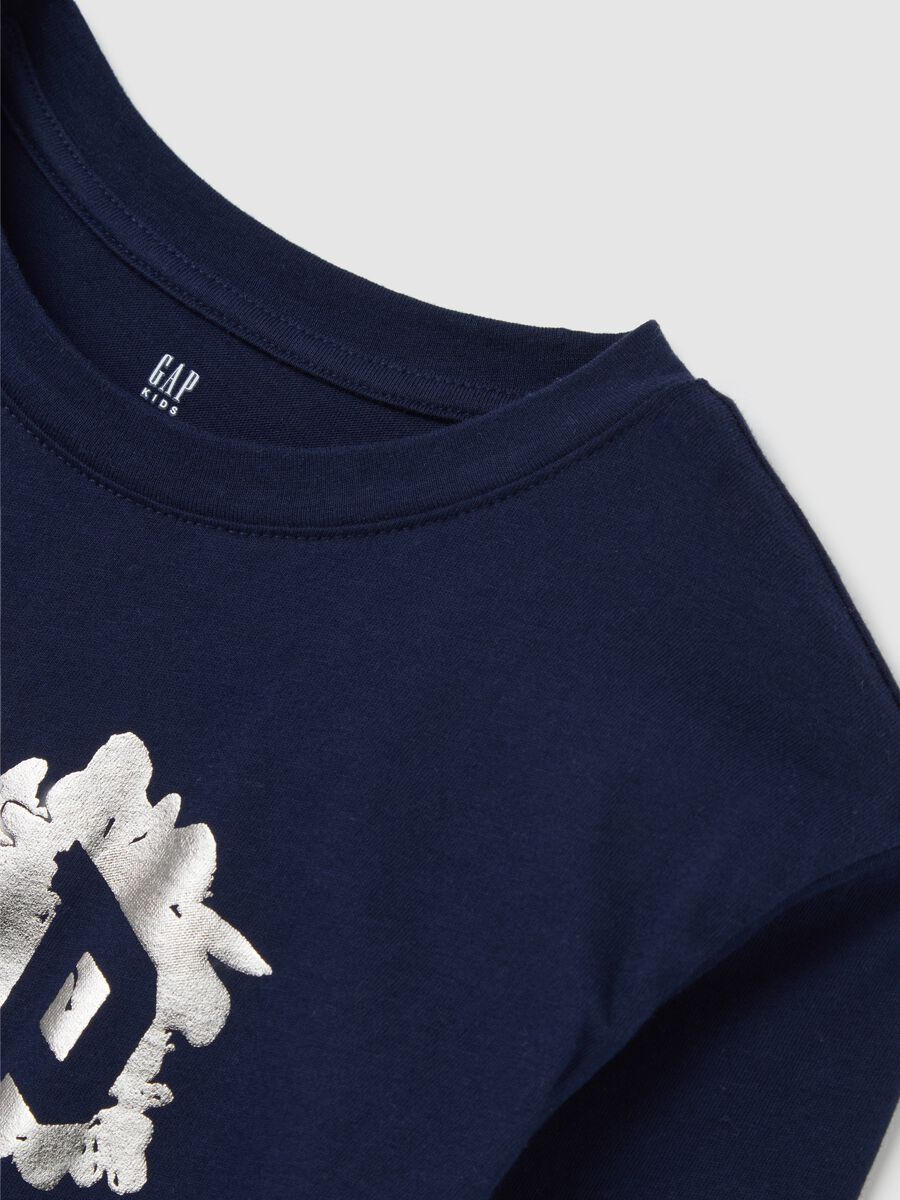 Blue T-shirt with long sleeves and logo Baby Girl_3