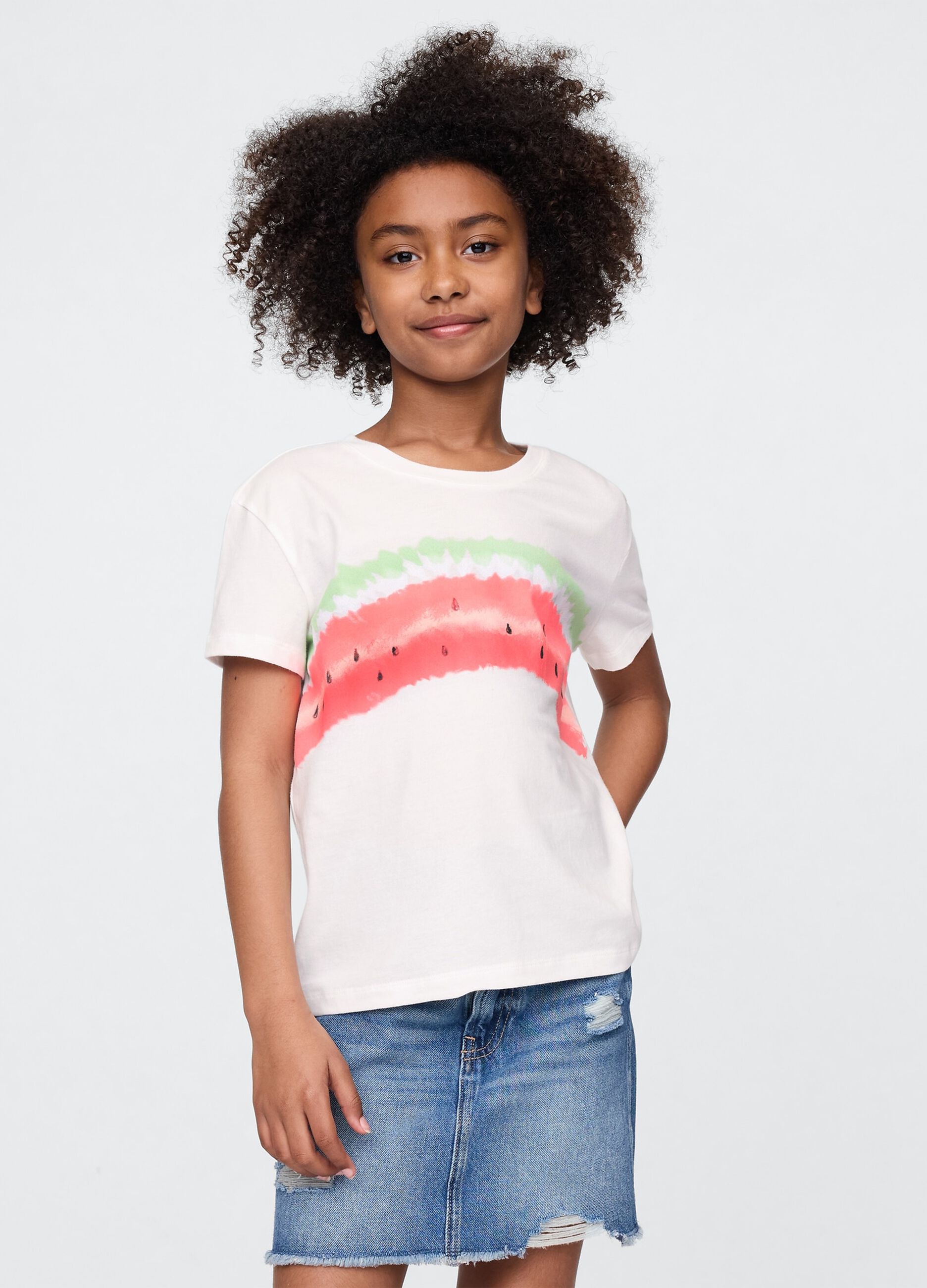 T-shirt bianca con stampa anguria