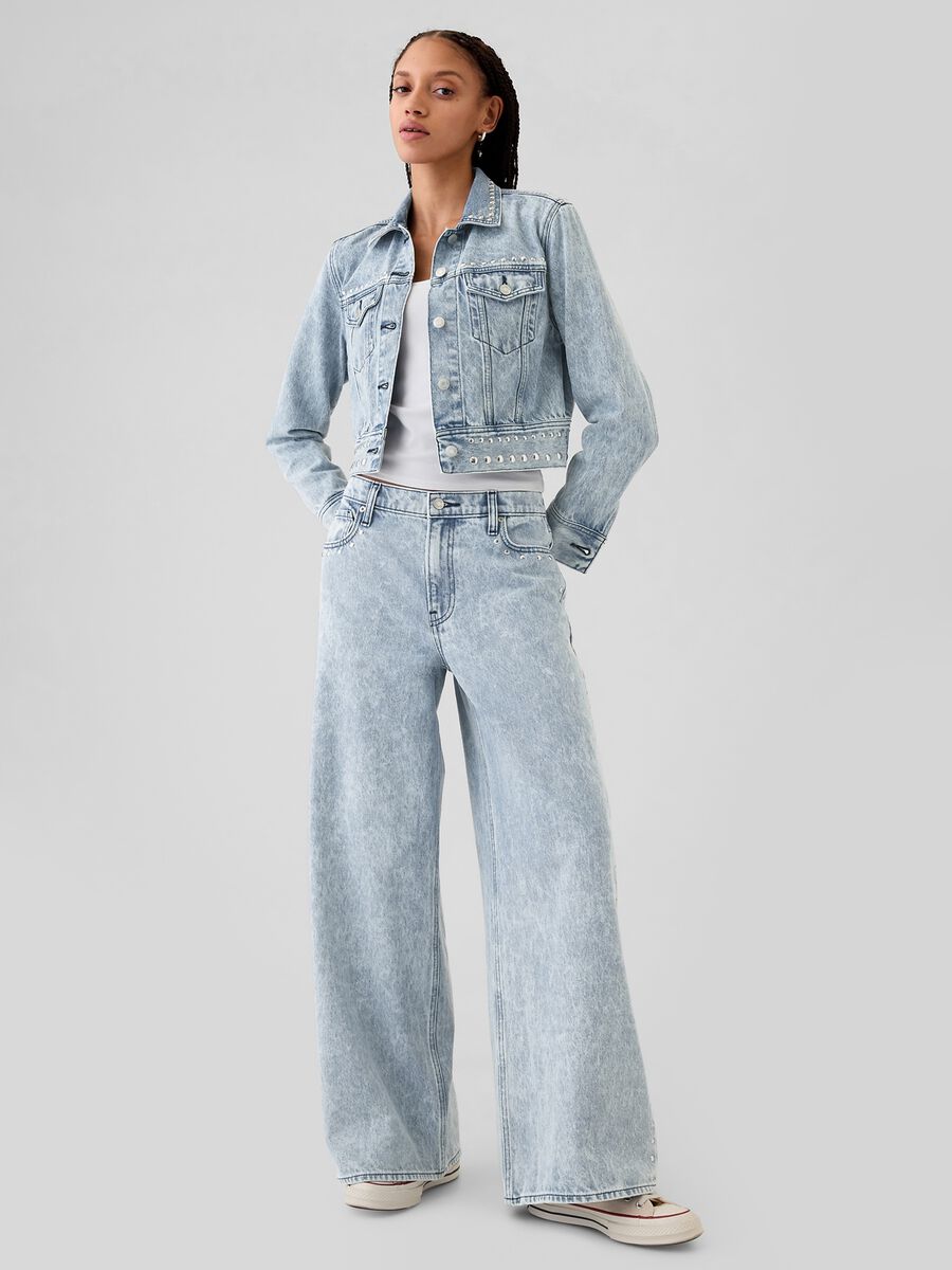 Jeans baggy fit con borchie Donna_0
