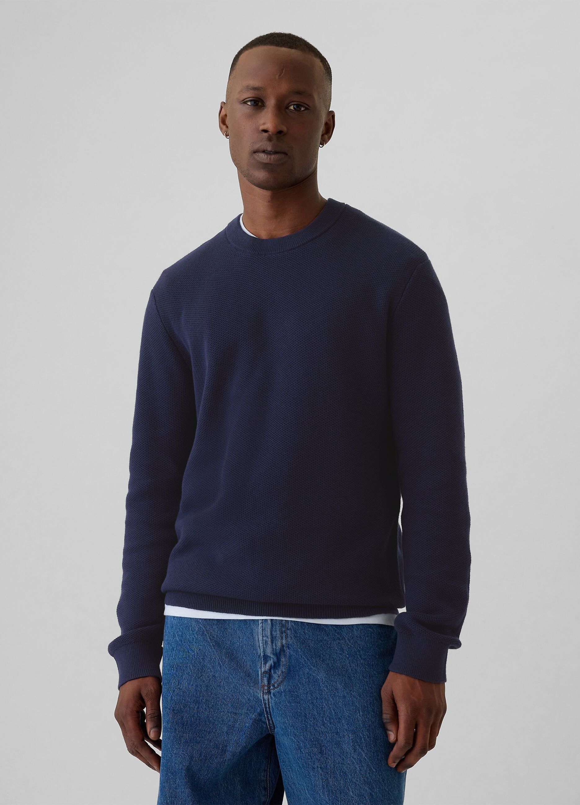Pullover con micro trama a nido d'ape