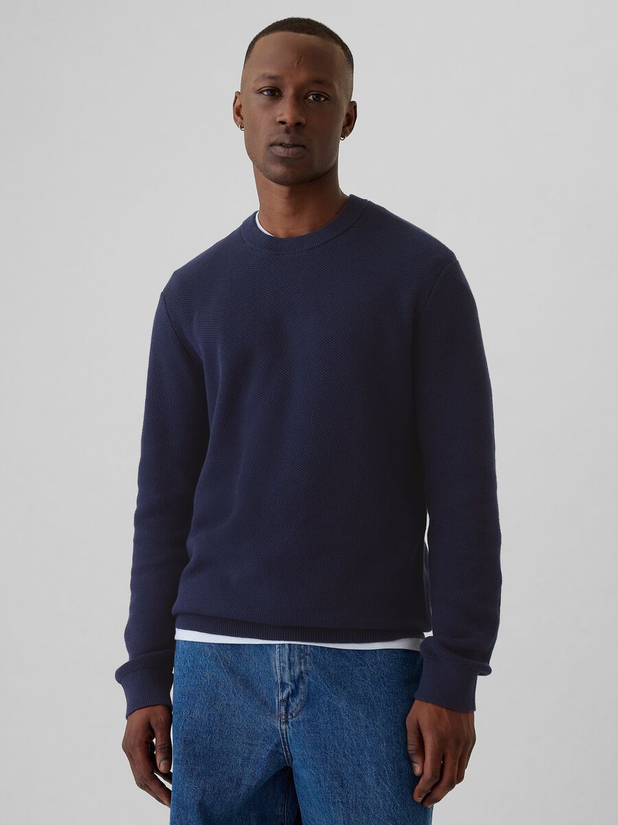 Pullover con micro trama a nido d'ape Uomo_0