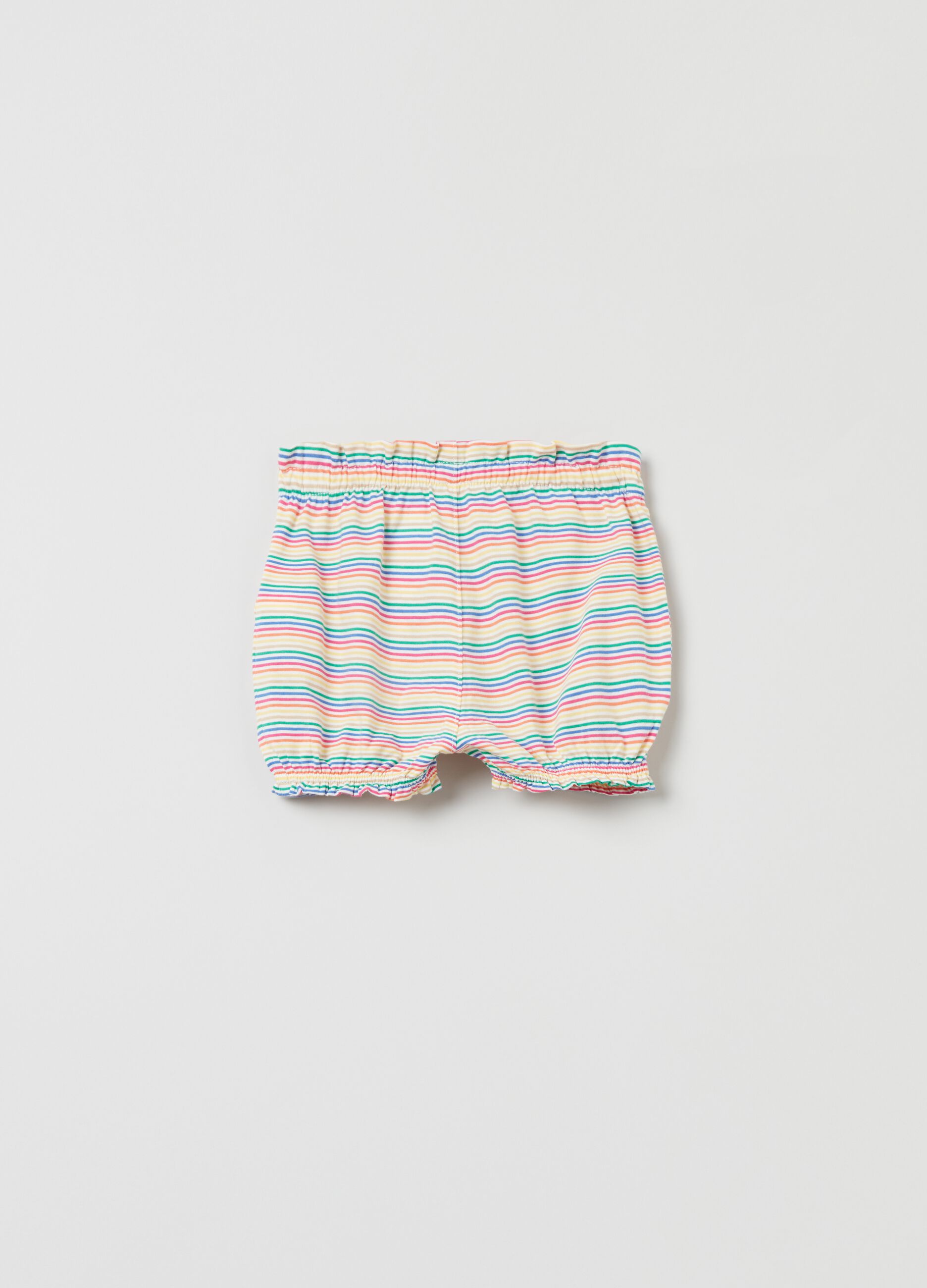 Striped shorts with teddy bear embroidery_1
