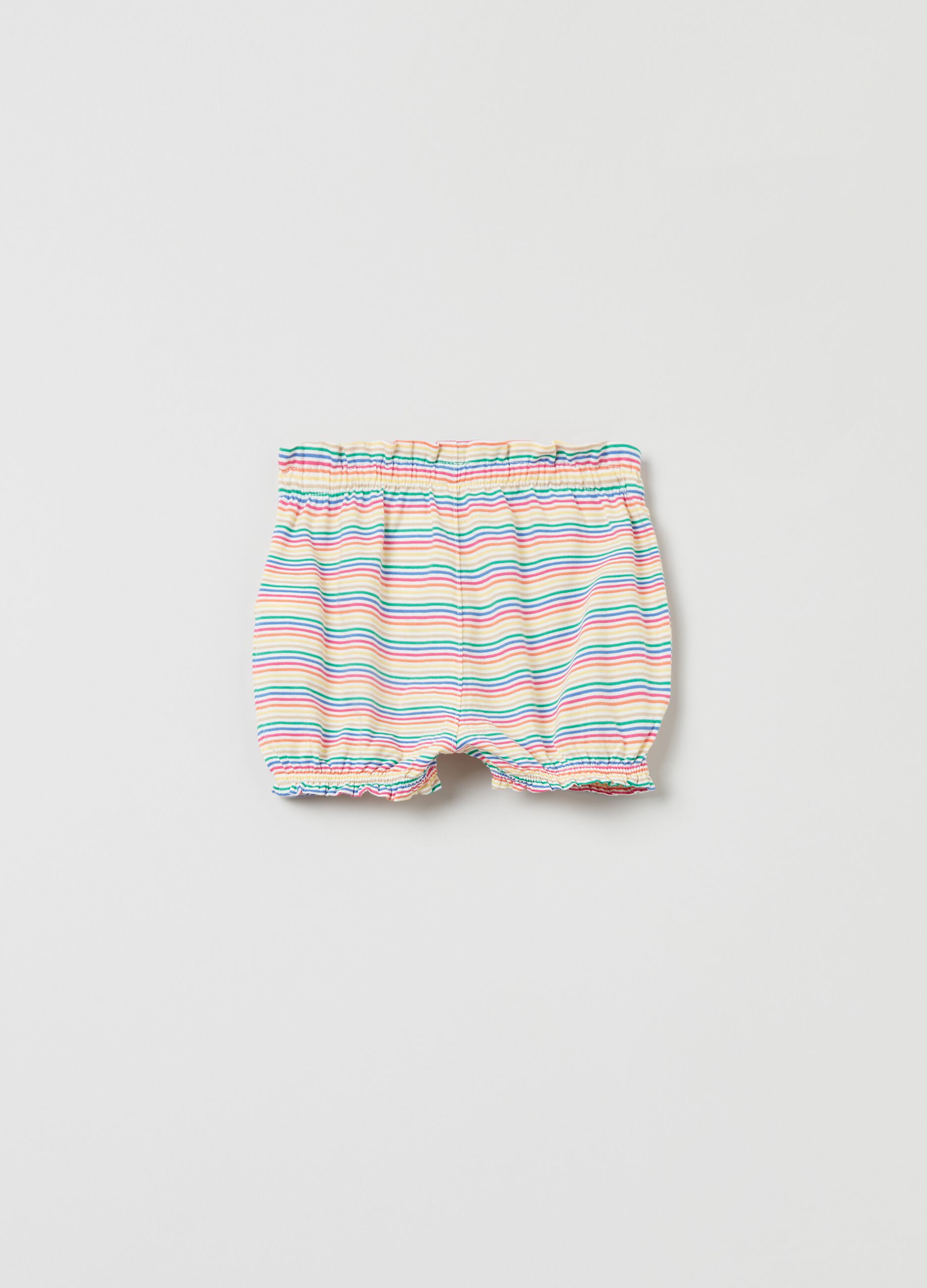 Shorts a righe con ricamo orsetto_1