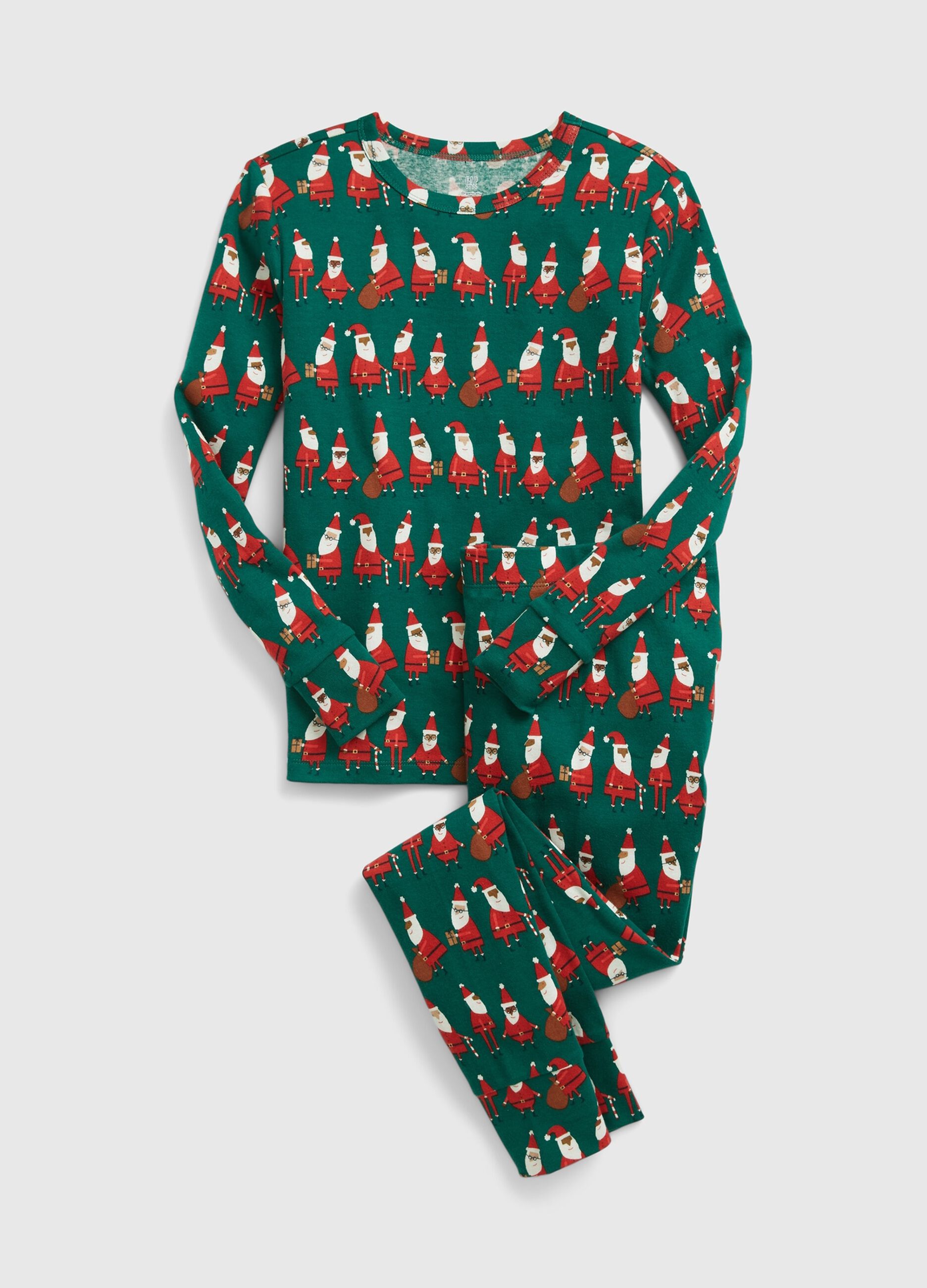 Long cotton pyjamas with Santa print